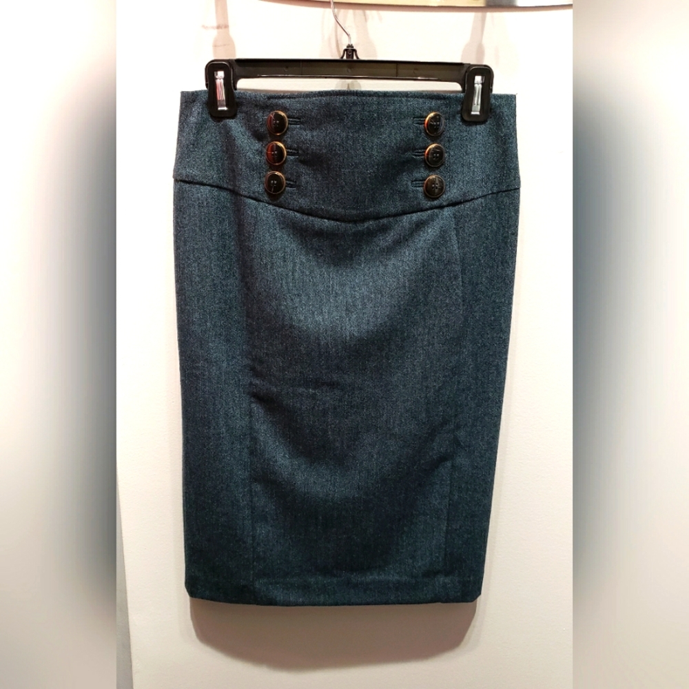 EXPRESS Wool Blend Pencile Skit, Size 6, Green